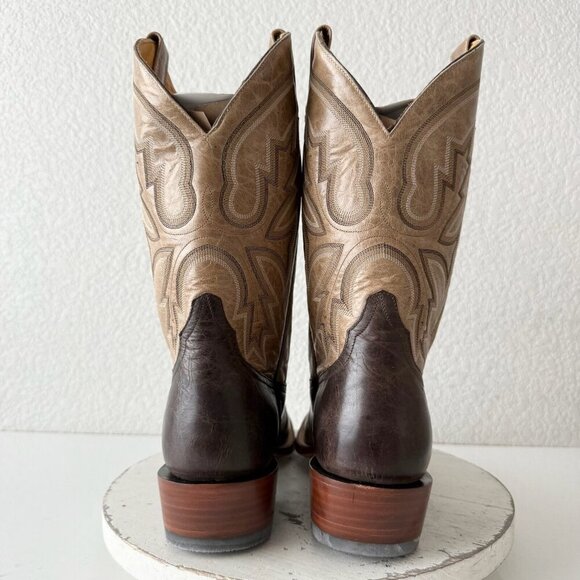 Rod Patrick Mens Cowboy Boots 12.5AA Antique Mocha Bison Brown Western Blunt Toe - Picture 3 of 12